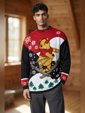 Winnie the Pooh Ski Holiday Christmas Sweater